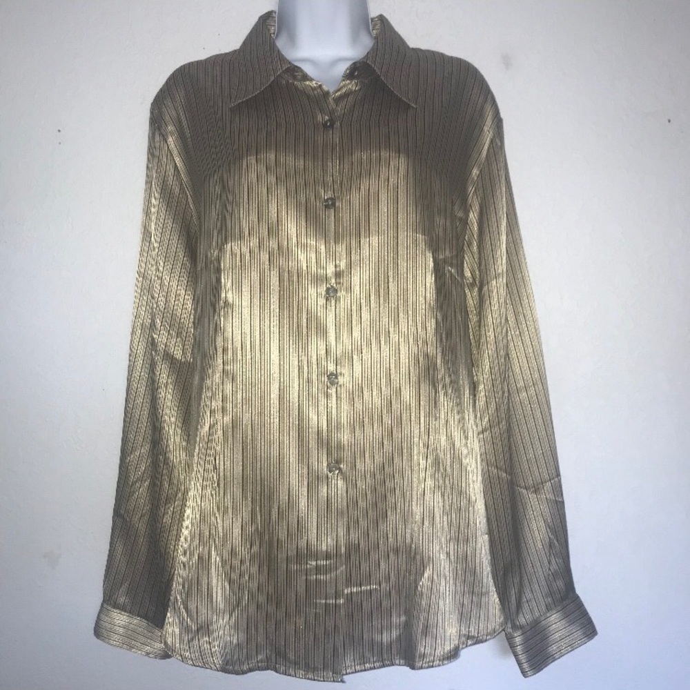 Christie & Jill Stripe Satin Long Sleeve Top 18